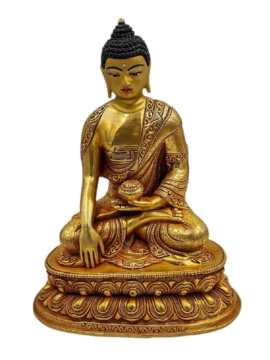 Shakyamuni Buddha Copper Statue with Gold Face