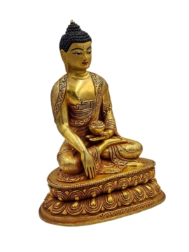 Shakyamuni Buddha Copper Statue with Gold Face