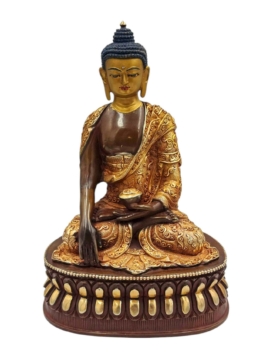 Shakyamuni Buddha Copper Statue &ndash; Half Gold-Plated