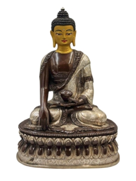 Shakyamuni Buddha Copper Statue with Oxidized Finish