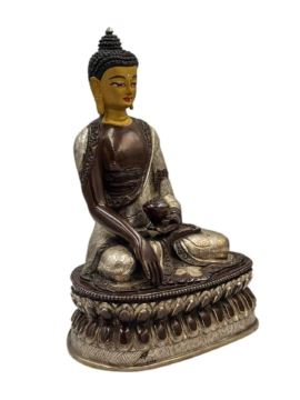 Shakyamuni Buddha Copper Statue with Oxidized Finish