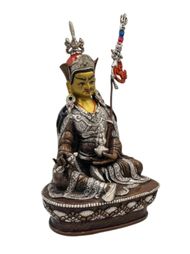 Statue en cuivre de Padmasambhava à finition oxydée
