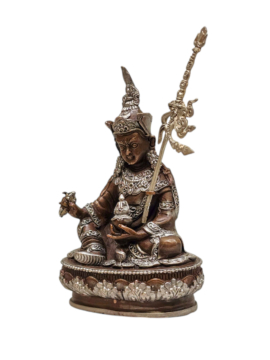 Statue Miniature en Cuivre de Padmasambhava – Maître Né du Lotus de la Sagesse Éternelle