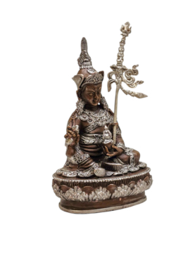 Statue Miniature en Cuivre de Padmasambhava – Maître Né du Lotus de la Sagesse Éternelle