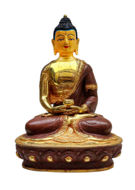 Statue de Bouddha Amitabha en cuivre avec visage plaqué or