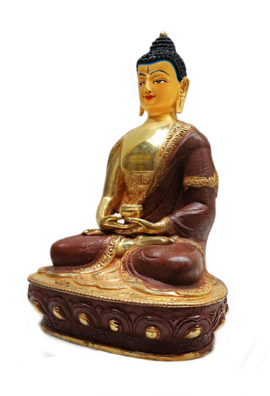Statue de Bouddha Amitabha en cuivre avec visage plaqué or