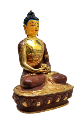 Statue de Bouddha Amitabha en cuivre avec visage plaqué or