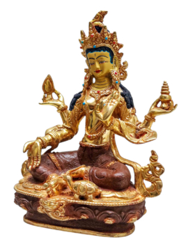 Statue de Lakshmi : Cuivre avec visage doré