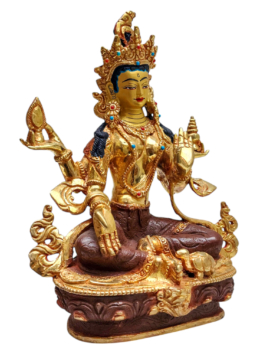 Statue de Lakshmi : Cuivre avec visage doré