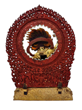 Statue en cuivre de Vajrapani avec un visage doré – Symbole de pouvoir et d&rsquo;intrépidité