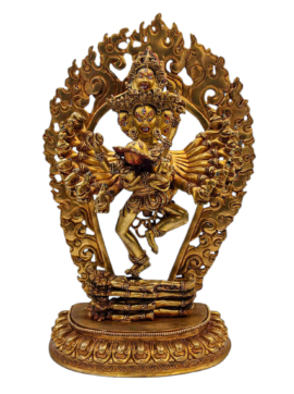 Statue en cuivre d&rsquo;Hevajra avec visage entièrement plaqué or – Emblème de compassion et de protection