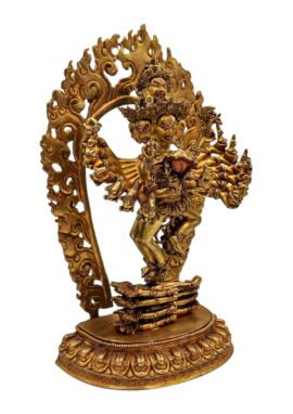 Statue en cuivre d&rsquo;Hevajra avec visage entièrement plaqué or – Emblème de compassion et de protection