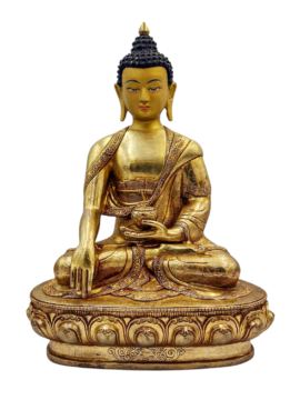 Shakyamuni Buddha Copper Statue &ndash; Gold-Plated Face