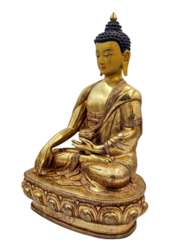Shakyamuni Buddha Copper Statue &ndash; Gold-Plated Face