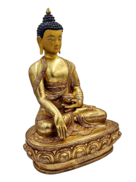 Shakyamuni Buddha Copper Statue &ndash; Gold-Plated Face