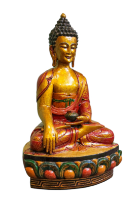 Shakyamuni Buddha Wooden Wall Hanging &ndash; Handcrafted Poplar Wood Statue