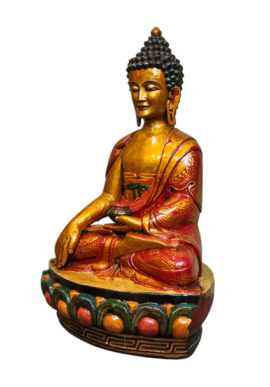 Shakyamuni Buddha Wooden Wall Hanging &ndash; Handcrafted Poplar Wood Statue