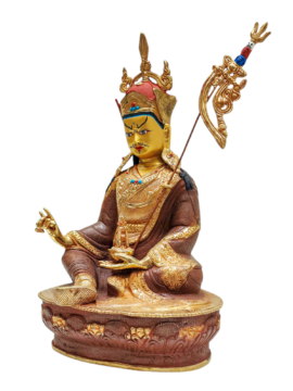 Statue en cuivre de Padmasambhava avec finition plaquée or