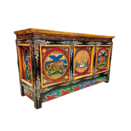 Cabinet en bois tibétain avec motifs de tigre