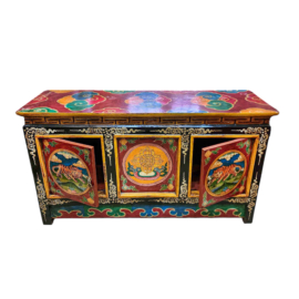 Cabinet en bois tibétain avec motifs de tigre