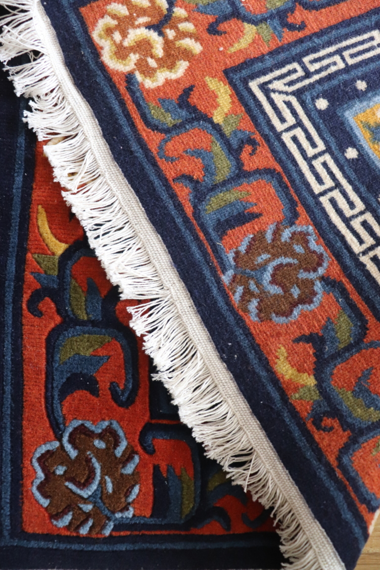 Tibetan Rug with Flower Design
