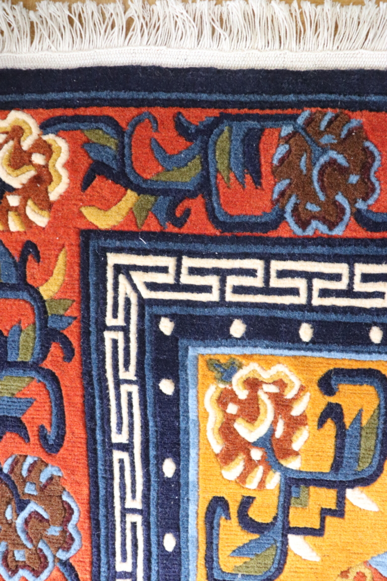 Tibetan Rug with Flower Design
