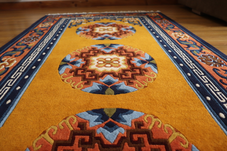 Tibetan Rug with Flower Design