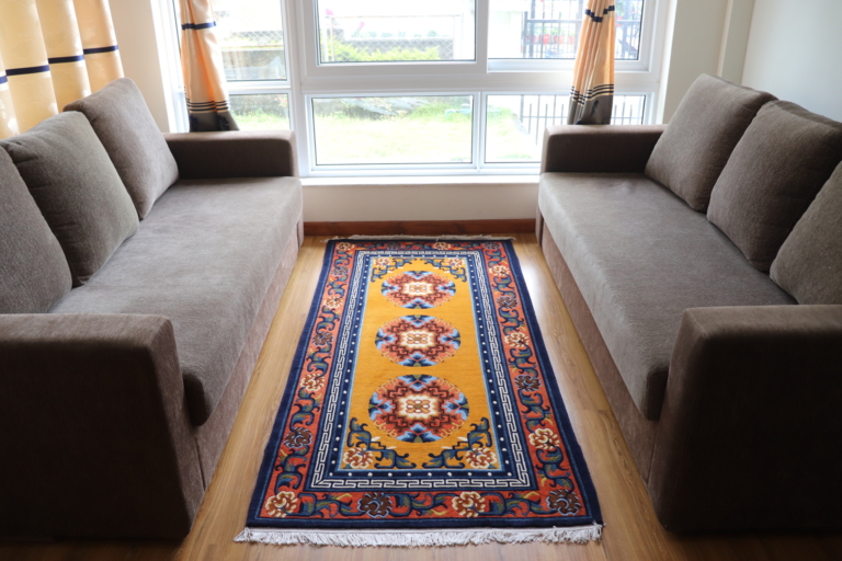 Tibetan Rug with Flower Design