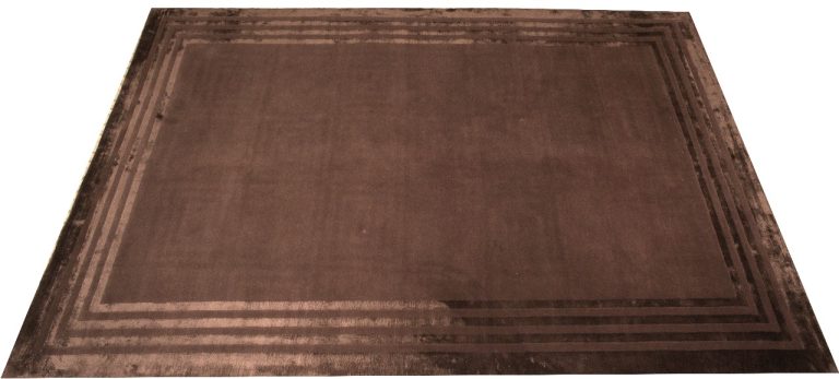Wool and Silk Brown Carpet with Border
