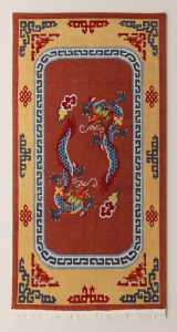 Tibetan Rug with 2 Dragons
