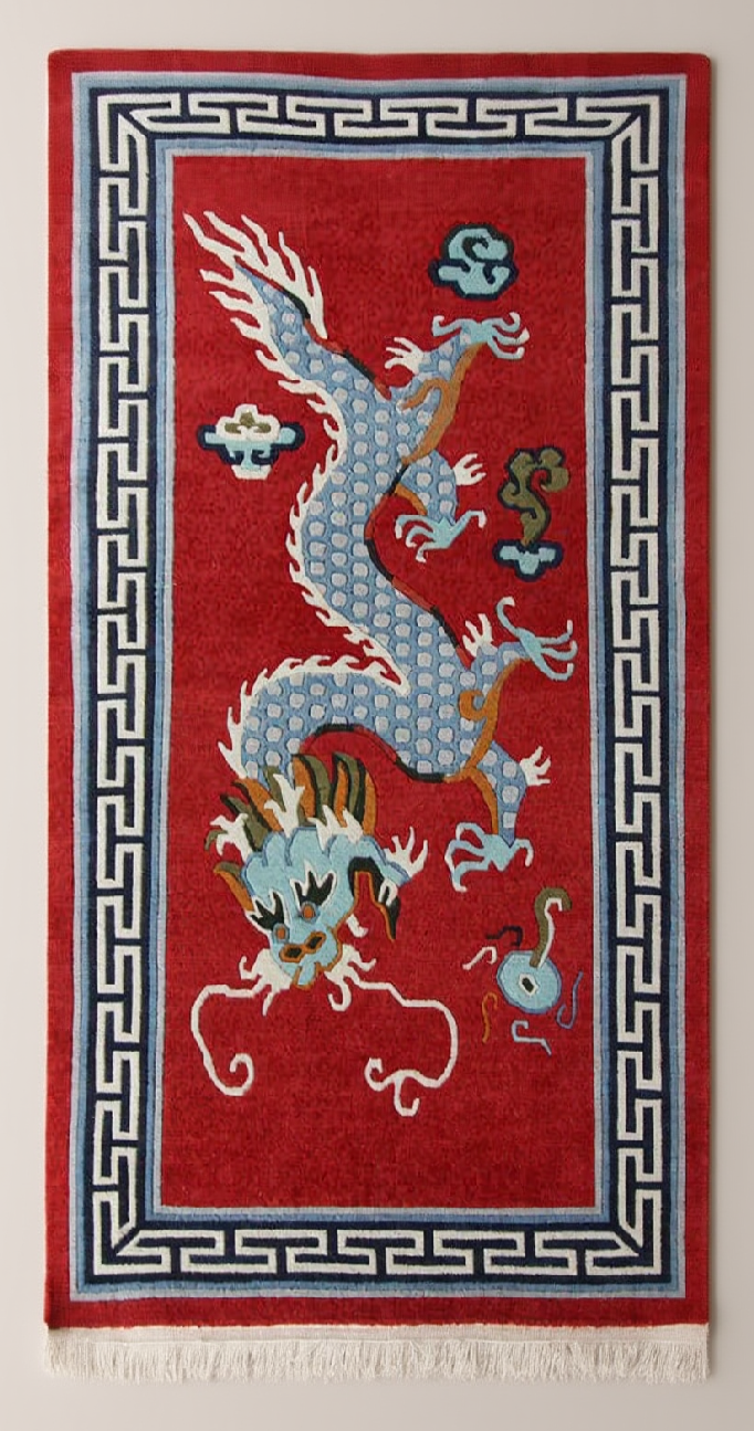 Tapis de dragon tibétain rouge