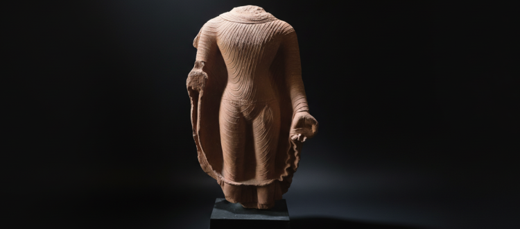 The Red Sandstone Torso of Standing Buddha