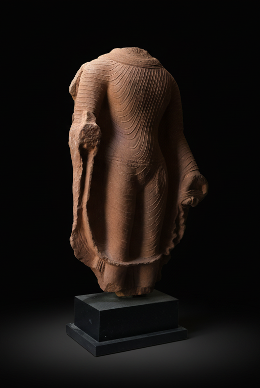 The Red Sandstone Torso of Standing Buddha