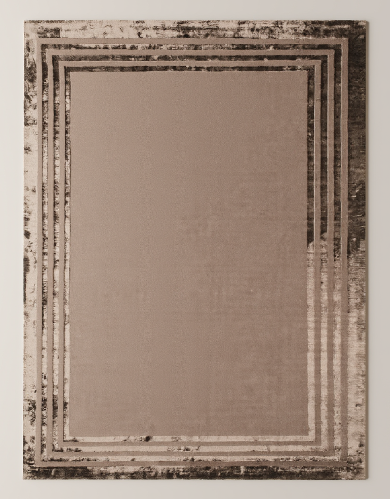 Wool and Silk Brown Carpet with Border