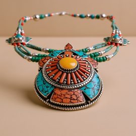 Inlaid Stone Pendant Necklace - Spiritual Talisman