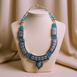 Inlaid Turquoise & Lapis Pendant Necklace