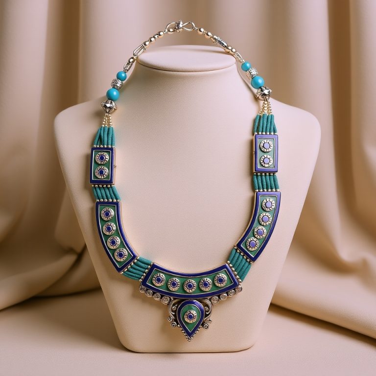 Inlaid Turquoise & Lapis Pendant Necklace