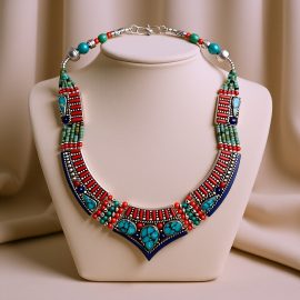 Inlaid Stone Pendant Necklace with Sacred Materials