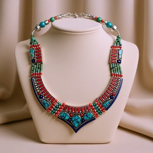 Inlaid Stone Pendant Necklace with Sacred Materials
