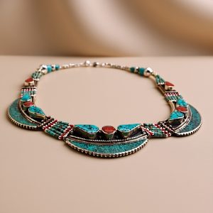 Inlaid Stone Talisman Pendant Necklace