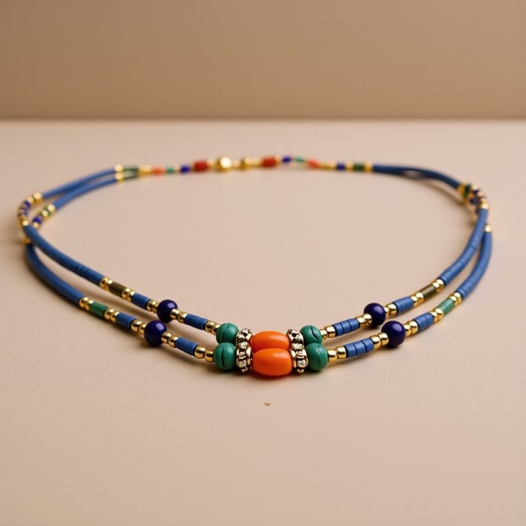 Inlaid Turquoise Coral White Metal Pendant Necklace