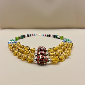 White Metal Inlaid Stone Pendant Necklace