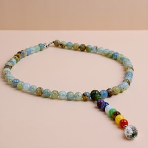 Seven Chakra Calcite Stone Necklace