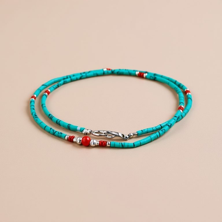 Tiny Coral and Turquoise Beaded Necklace
