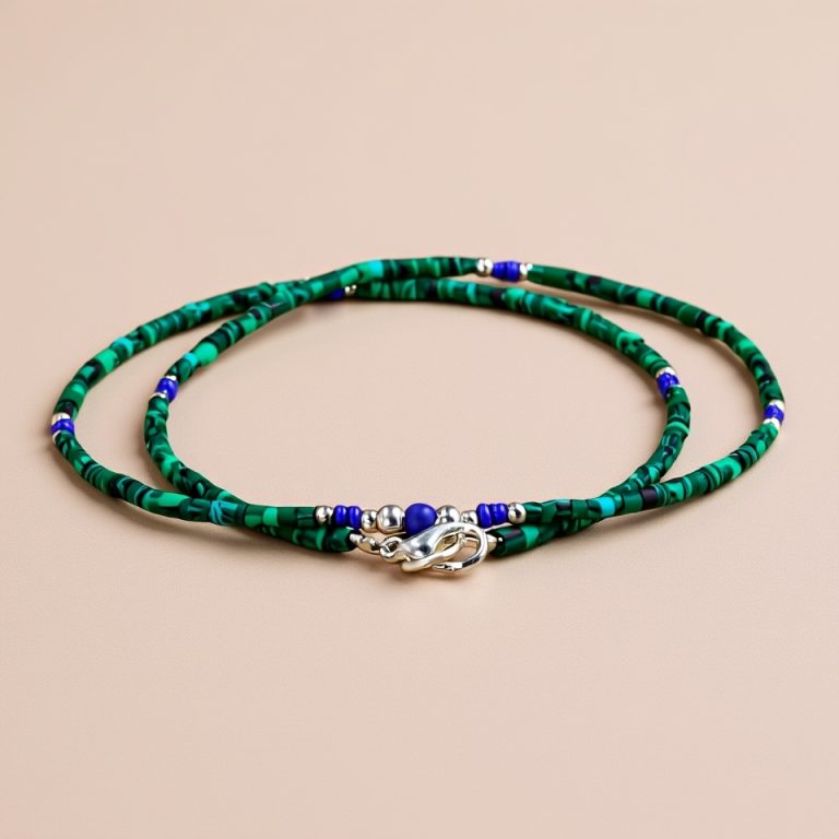 Healing Malachite and Lapis Beaded Necklace