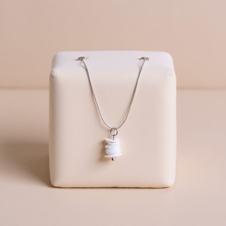 Conch Shell Bead Necklace with Mantra