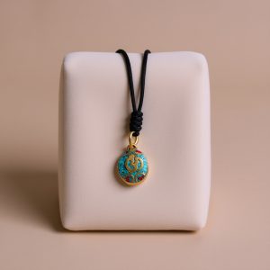 Lapis Blue Om Carved Pendant Necklace