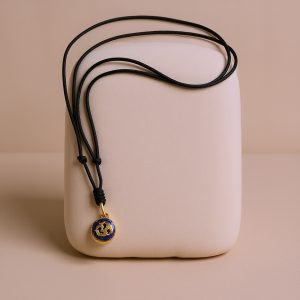 Lapis Stone Dark Blue Om Pendant Necklace