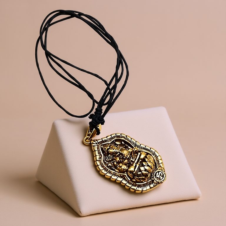 Ganesha Pendant in Gold-Colored White Metal
