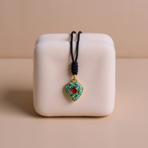 Turquoise Coral Heart Pendant Necklace